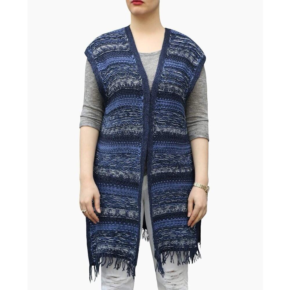 Massimo Dutti Long Knit Open‎ Front Sleeveless Cardigan Duster L - NWT
